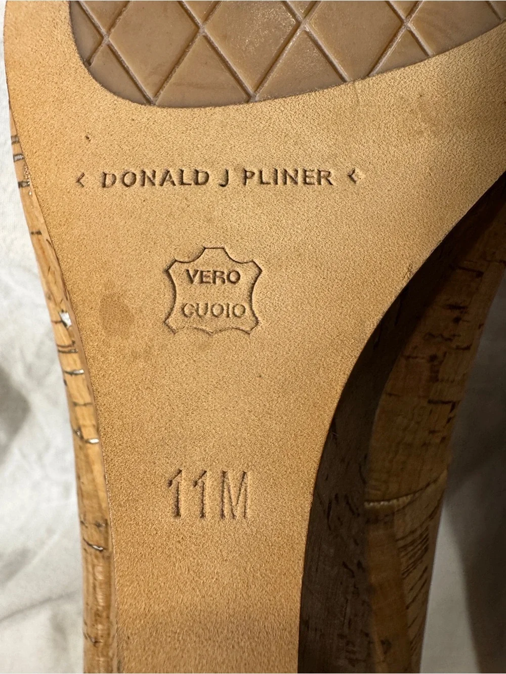 Donald J. Pliner CORK LOW WEGDE PEEP TOE PUMP 11 M $398.00 MSRP LOOKS FANTASTIC